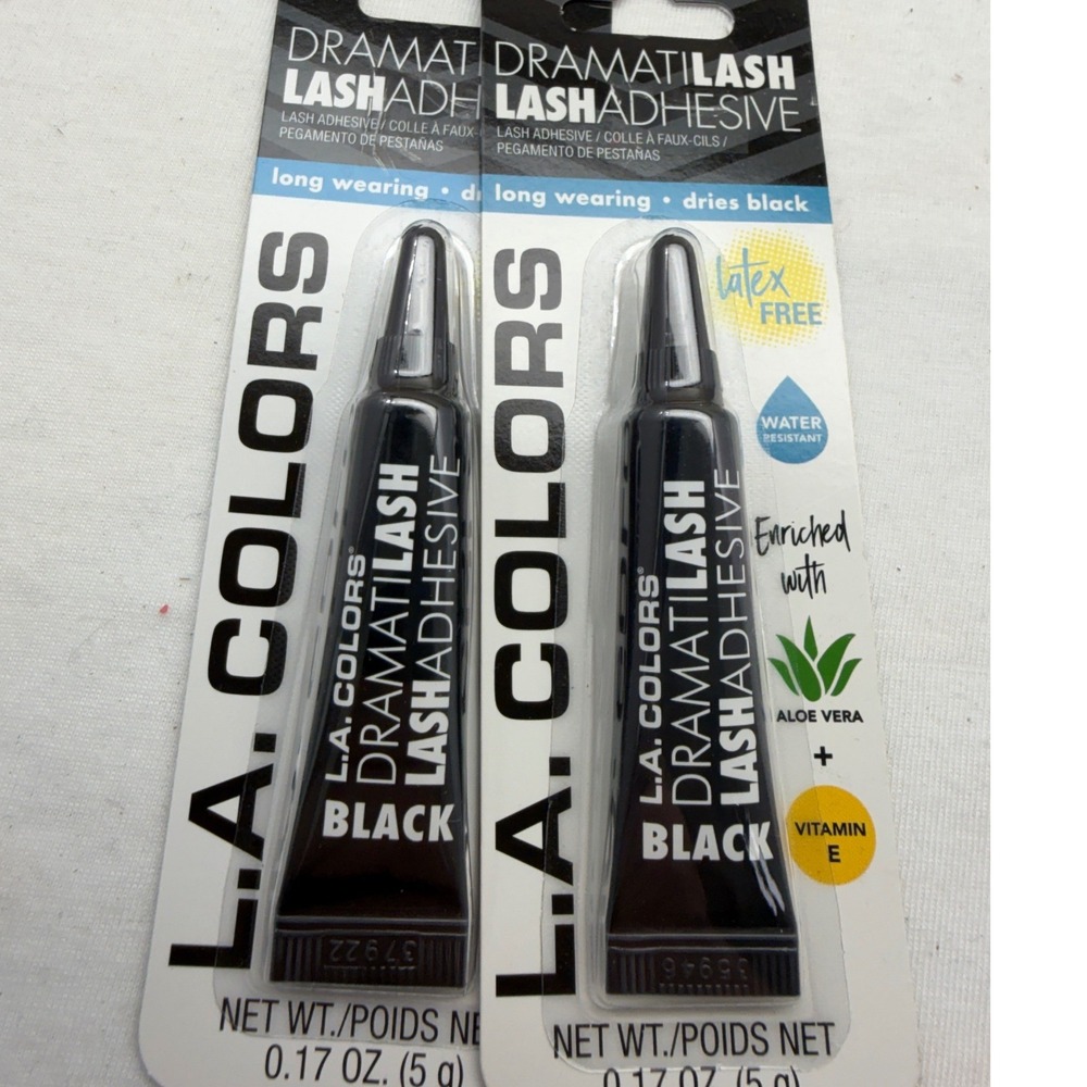 LA Colors DramatiLash Eyelash Adhesive Black Latex Free 2 Pack 0.17oz Each
